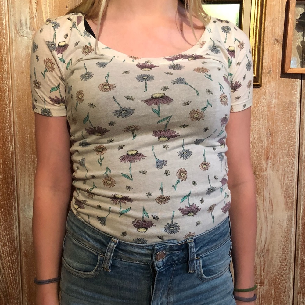 Cute floral urban outfitters scoop neck t shirt